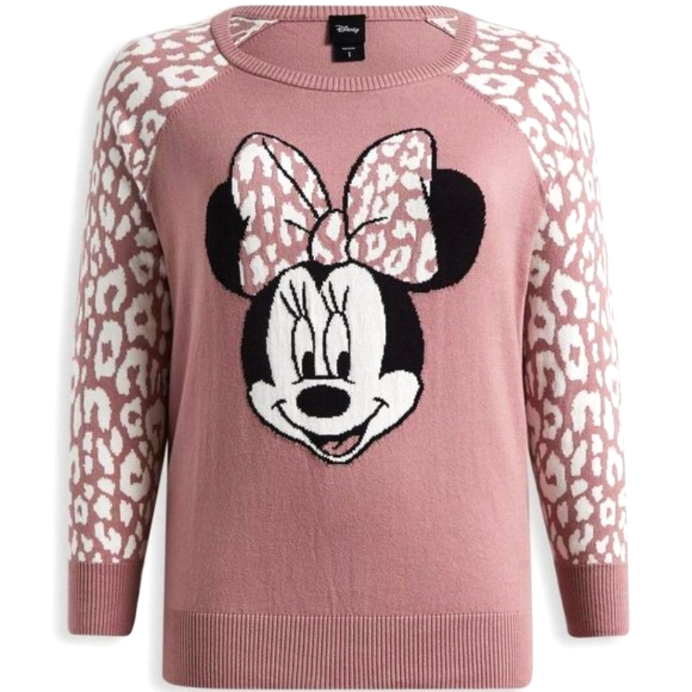 ❤️NWT TORRID SWEATER, MICKEY MINNIE MOUSE LEOPARD PRINT BOW PLUS SIZE 2X - Picture 7 of 9